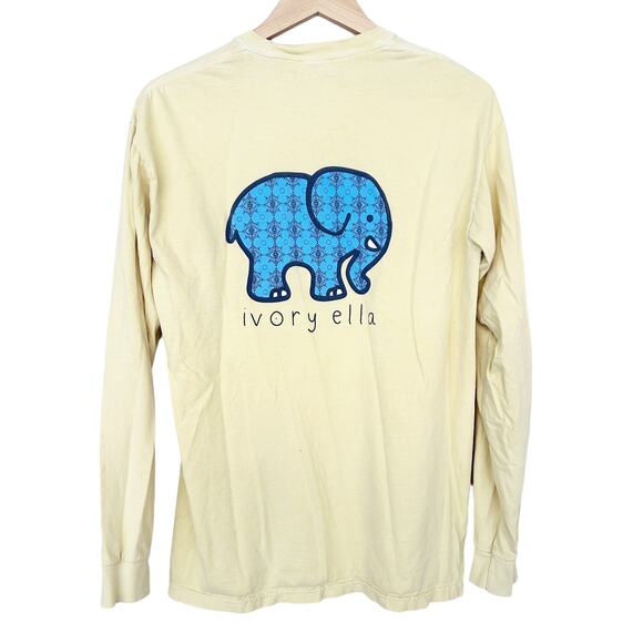 Comfort Colors Ivory Ella Yellow Elephant Long Sleeve Shirt Sz M - Picture 3 of 3